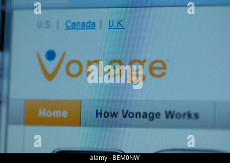 Vonage, basiert das Internet Voice Over IP (VOIP) Telefongesellschaft, einen Screenshot. Stockfoto