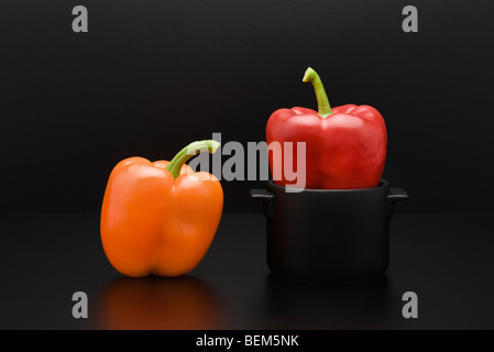 Frische Paprika, in Miniatur-Topf Stockfoto