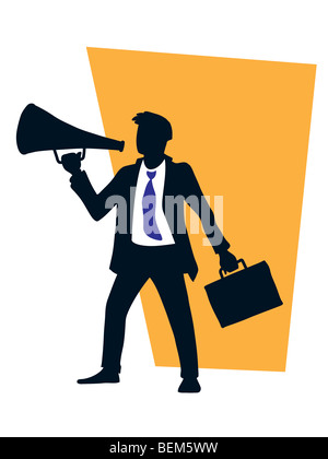 Unternehmer nutzt ein Megaphon. Vektor-illustration Stockfoto