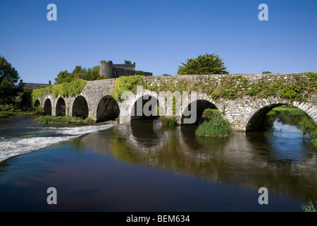 Bogen Sie 17. Jahrhundert dreizehn Brücke über den Fluss Funshion, Glanworth, County Cork, Irland Stockfoto