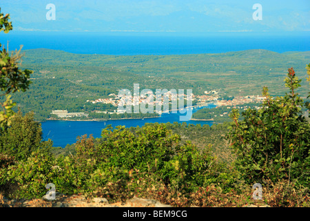 Luftaufnahme von Stari Grad Bay und Stari Grad Stadt auf der Insel Hvar, Kroatien Stockfoto