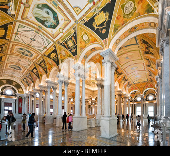 Zweiten Stock Galerie von der Great Hall, Thomas Jefferson Building, Bibliothek des Kongresses, Washington DC, USA Stockfoto