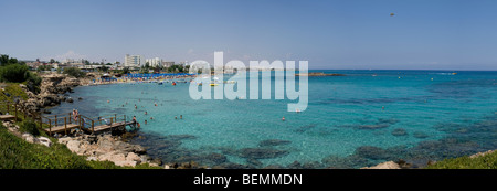 Genähte Panorama-Foto von Fig Tree Bay, Protaras, Zypern. Stockfoto