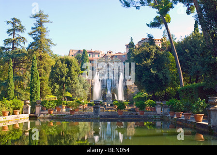 Villa d ' Este, Tivoli, Italien. Brunnen von Neptun und die Wasserfontäne Orgel Stockfoto