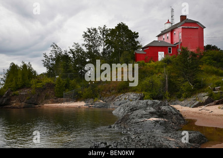 Red Lighthouse Marquette Harbor Michigan am Lake Superior Upper Peninsula Great Lakes große hochauflösende künstlerische horizontale in den USA hohe Auflösung Stockfoto