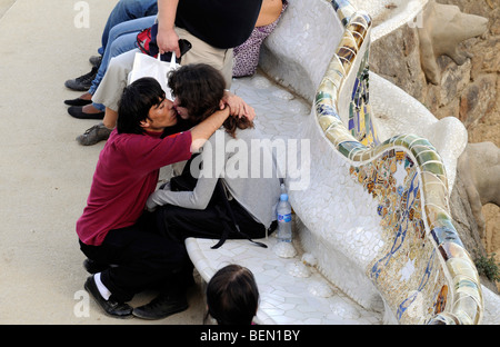 Architektonische Wunder, entworfen von modernistischen Architekten Antonio Gaudi im Park Güell, ein Wahrzeichen von Barcelona, Spanien. Stockfoto