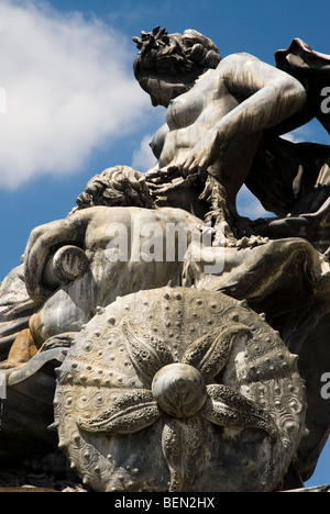 Skulptur an der Place des Terreaux, Square, Lyon, Frankreich. Stockfoto