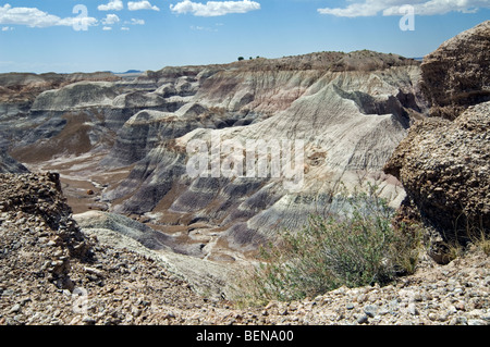 Erodierten Schichten von Gestein Konglomerate am Blue Mesa Ödland, Painted Desert und Petrified Forest National Park, Arizona, USA Stockfoto