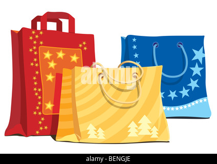 Weihnachten-Abbildung von bunten Tragetaschen Stockfoto