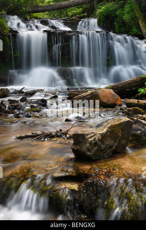Wagner Waterfalls Munising Michigan Upper Peninsula Hiawatha National Forest Michigan MI Bilder hochauflösendes vertikales Format in den USA Hi-res Stockfoto