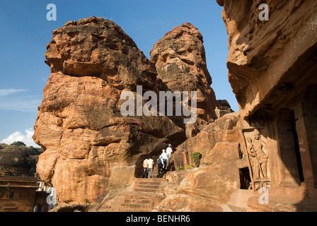 Der Süden Fort, berühmt für seine Höhlentempel, erbaut im späten 6. Jahrhundert A.D. durch Pulekeshi I Badami Karnataka Indien Stockfoto