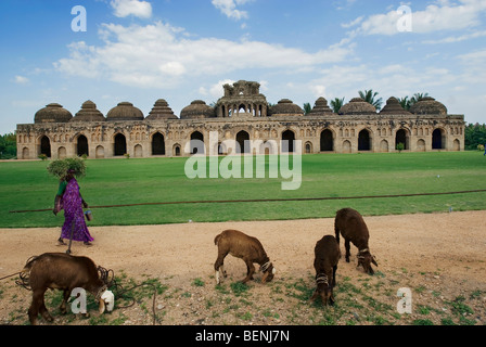 Elefanten-Stall befindet sich außerhalb des Gehäuses Zenana sind eine längliche Struktur von beträchtlicher Größe, bestehend aus elf große Stockfoto