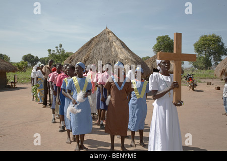 SOUTH SUDAN St.-Josephs Festtag (1. Mai) durch die katholische Gemeinde in Yei gefeiert wird. Stockfoto