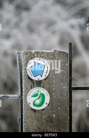 Eine schwere Raureif auf den Hügeln von Malvern, Worcestershire, UK. Stockfoto