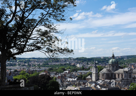 Kathedrale St. Aubain Blick von der Zitadelle... Namur. Belgien Stockfoto