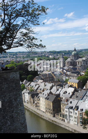 Kathedrale St. Aubain Blick von der Zitadelle... Namur. Belgien Stockfoto