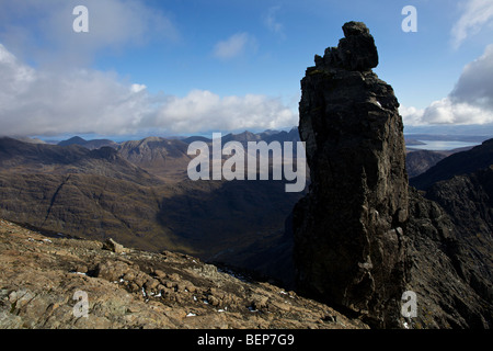 Die unzugänglichen Pinnacle auf dem Grat Cuillin, Isle Of Skye, Schottland Stockfoto