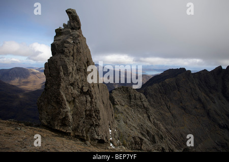 Die unzugänglichen Pinnacle auf dem Grat Cuillin, Isle Of Skye, Schottland Stockfoto