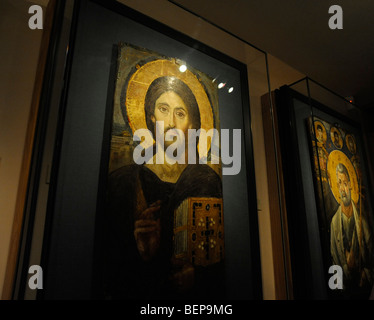 Die Christus Pantokrator-Ikone datiert 5. Jahrhundert im Museum im Katharinenkloster im Sinai Ägypten Stockfoto