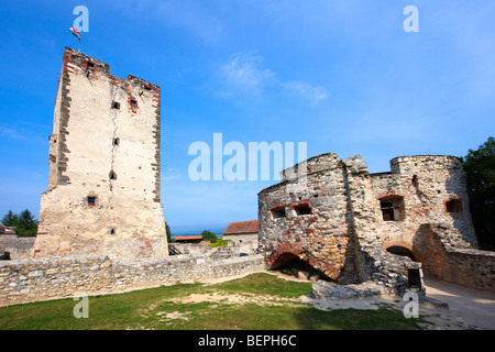 Kinizsi-Burg, Nagyvdzsony Var, Balaton Ungarn Stockfoto