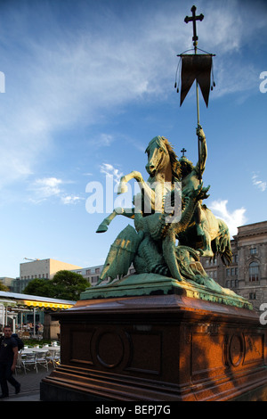 Saint George Statue, Nikolaiviertel, Berlin, Deutschland Stockfoto