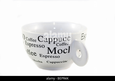 Caffe Espresso Tasse Capuccino weißen Hintergrund Kaffeegeschmack heiß genießen mmm Stockfoto