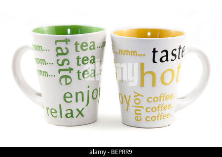 Tee Tasse Caffe Espresso Kaffee Tasse weißen Hintergrund Geschmack genießen entspannen mmm Stockfoto