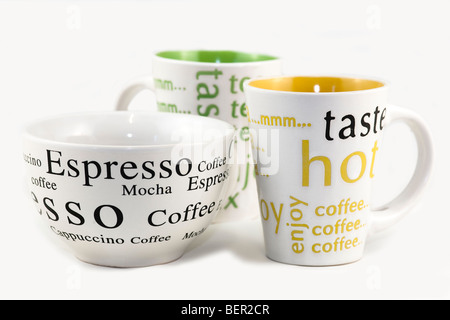 Tee Tasse Caffe Espresso Kaffee Tasse weißen Hintergrund Geschmack genießen entspannen mmm Stockfoto