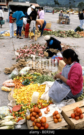 Bunte Obst und Gemüse zum Verkauf im lokalen Markt Hochland Ecuadors Stockfoto