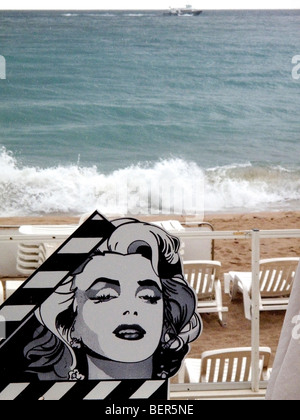 Marilyn Monroe-Klappe, La Croisette Beach, Cannes, Côte d ' Azur, Frankreich Stockfoto