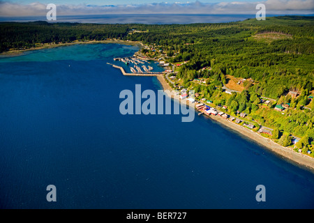 Luftaufnahme des Sointula auf Malcolm Insel und Broughton Strait, British Columbia, Kanada. Stockfoto