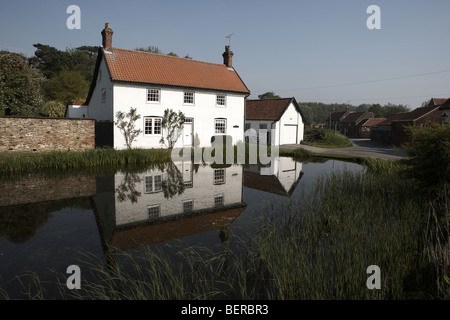 Bischof Burton Cottage und Teich in der Nähe von Beverley East Yorkshire UK Stockfoto