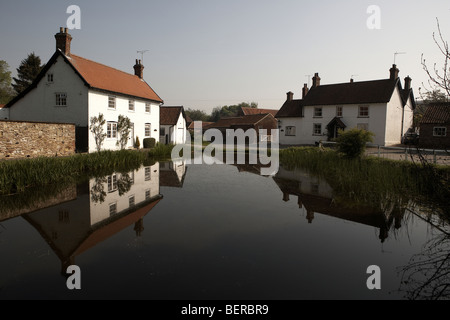 Bischof Burton Cottages und Teich in der Nähe von Beverley East Yorkshire UK Stockfoto
