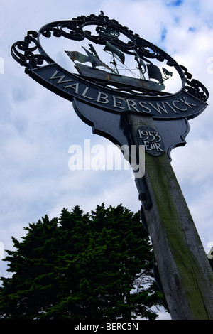 Walberswick Ortsschild Stockfoto