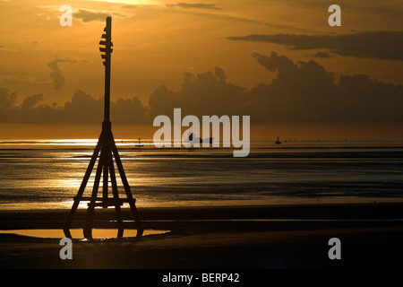 Sonnenuntergang, Formby Punkt Sefton Küste, Merseyside, England, UK Stockfoto