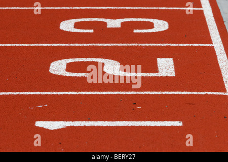 123 Startlinie für Rennstrecke Stockfoto
