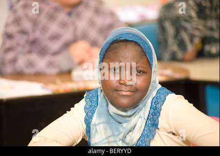 Musselin Studentin in Buche Elementary School, Manchester, NH. Bild ist kein Modell / Eigenschaft freigegeben. Stockfoto