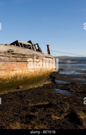 zerstörten Boot, Aros Netz, Isle of Mull, Schottland Stockfoto