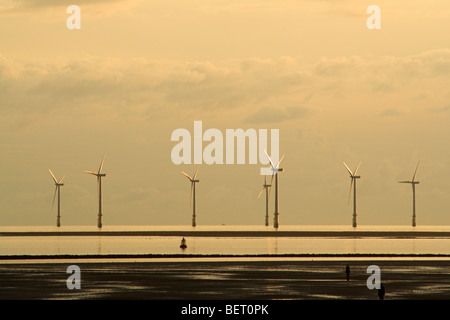 Burbo Bank offshore wind Farm, Burbo Wohnungen, Bucht von Liverpool, Merseyside, England, UK Stockfoto