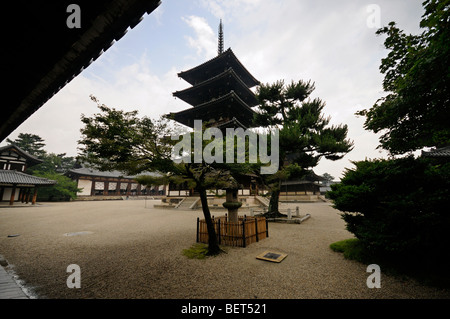 Fünfstöckige Pagode. Sai-Bereich. Horyu-Ji-Komplex. Ikaruga. Präfektur Nara. Japan Stockfoto