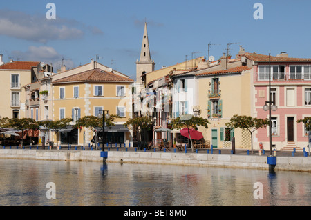 Am Kai und Hafen "Klein Venedig" la Venise Provençale, in der Nähe von Martigues im Süden von Frankreich. Stockfoto