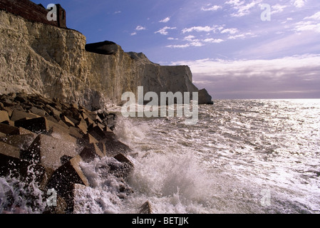 Kreide Klippen Aufstieg 300 Fuß im Osten der Stadt Seaford in East Sussex Küste Stockfoto