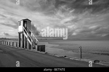 Zuflucht-Box auf Holy Island Causeway, Northumberland, England Stockfoto