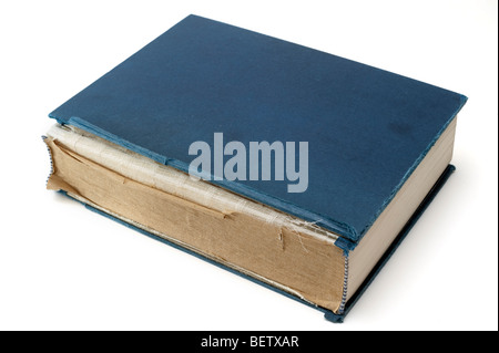 Alte blaue Buch mit einer geschädigten Wirbelsäule Stockfoto