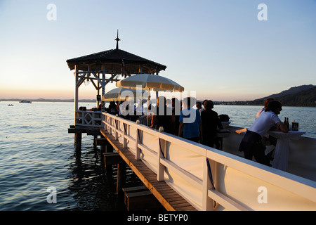 Bar in einem Pavillon an einem, Bregenz, Vorarlberg, Österreich Stockfoto