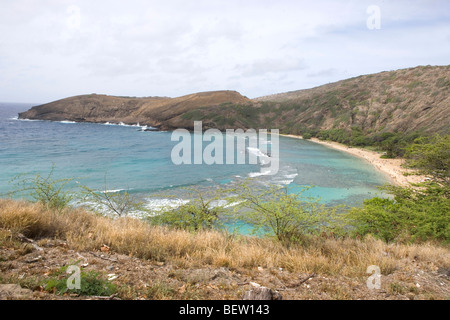 Ansicht der Hanauma Bay, Natur bewahren, öffentlichen Park, Insel Oahu, Hawaii Stockfoto