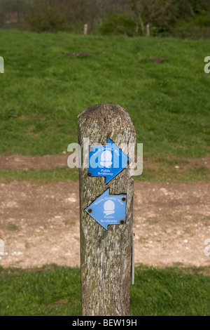 Marker für South Downs Way bei Ditchling Beacon West Sussex UK Stockfoto