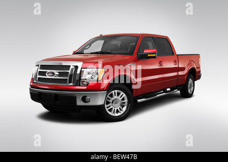 2010 Ford f-150 Lariat rot - Winkel-Vorderansicht Stockfoto