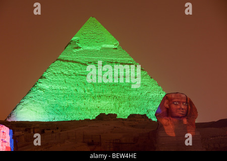 Light &amp; Sound Show bei Pyramiden von Gizeh, Kairo, Ägypten Stockfoto