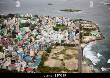 Luftaufnahme der Malediven Capitol männlich, Nord Male Atoll, Malediven Stockfoto